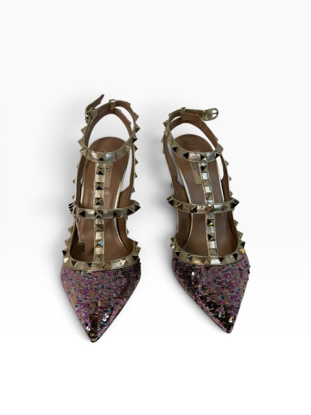 Valentino Garavani Rockstud Sequin Caged Pumps — Multicolor, Size 40 - Picture 4 of 5
